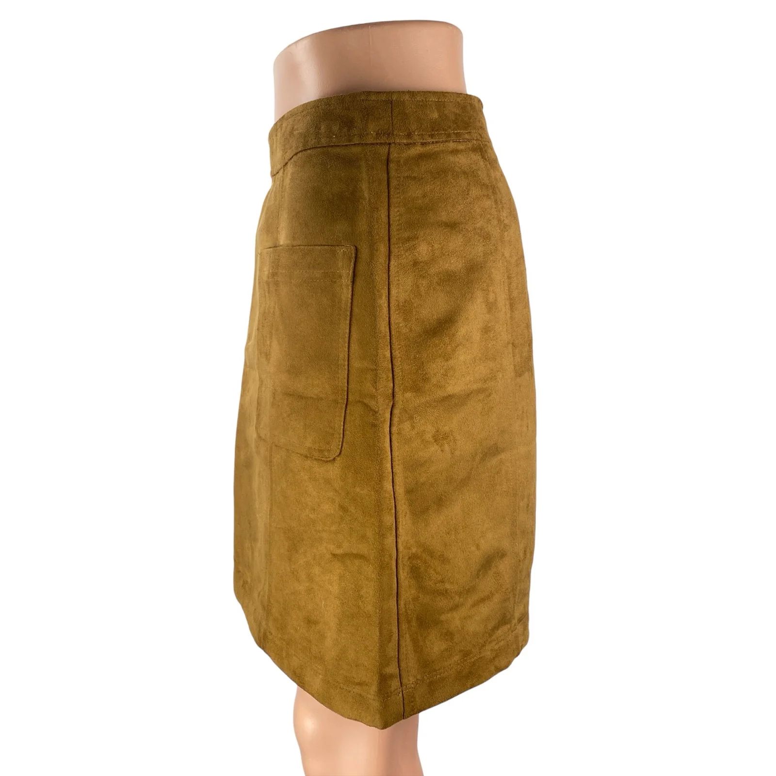Old Navy Women's Camel Brown Faux Suede High Rise Mini Utility A-Line Skirt Sz 4 - Image 3