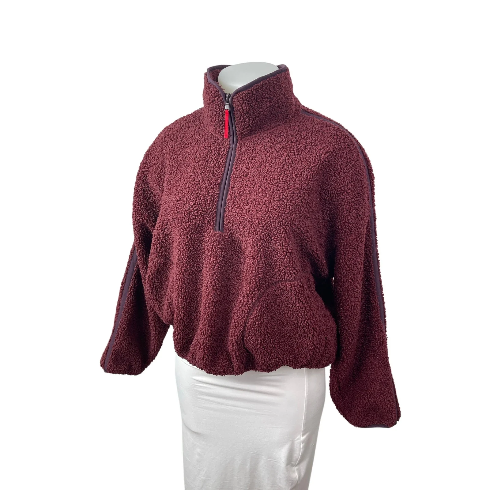 Old Navy Women's Red Faux Sherpa Fleece Half Zip Pullover Sweater Top Size XL - Image 3