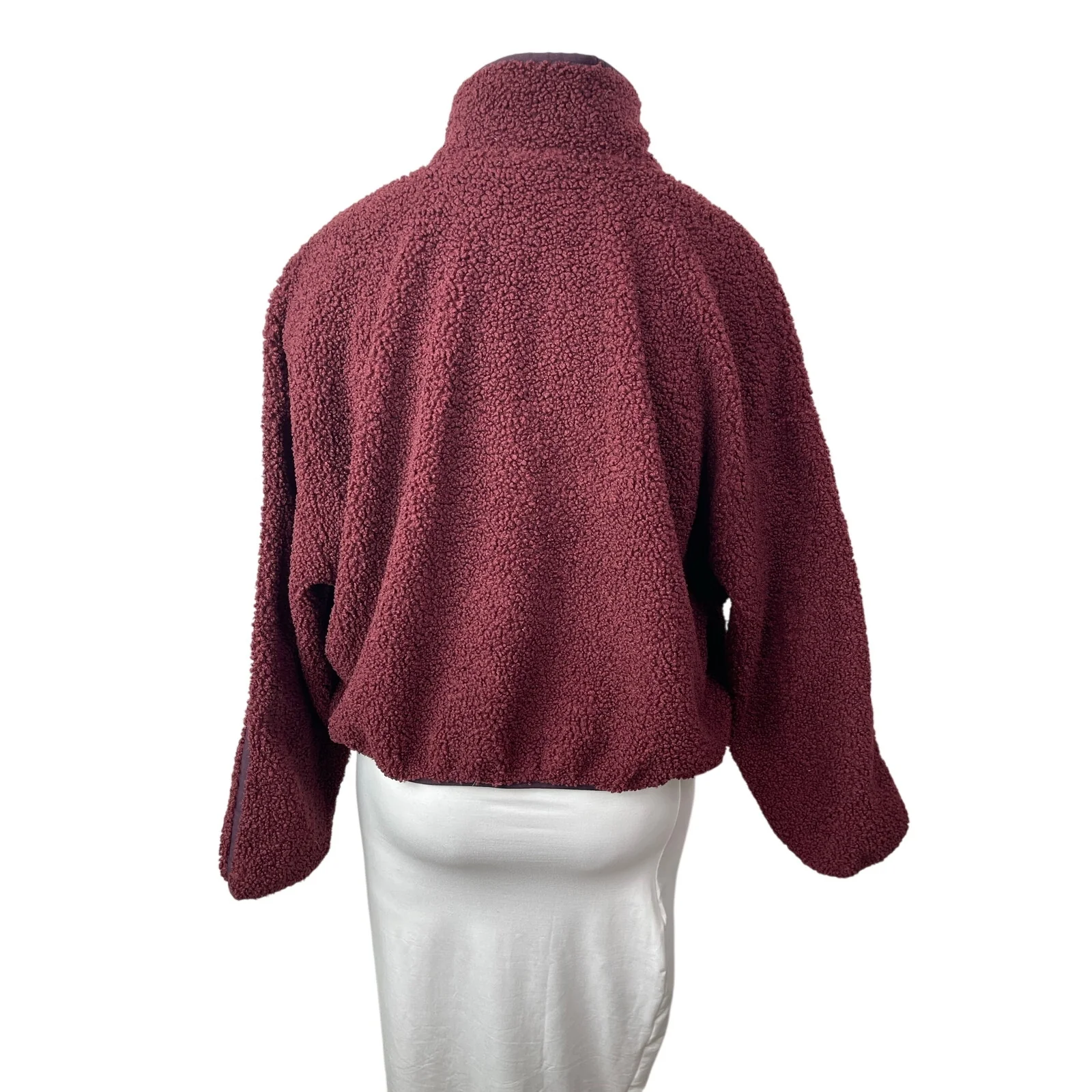 Old Navy Women's Red Faux Sherpa Fleece Half Zip Pullover Sweater Top Size XL - Image 4