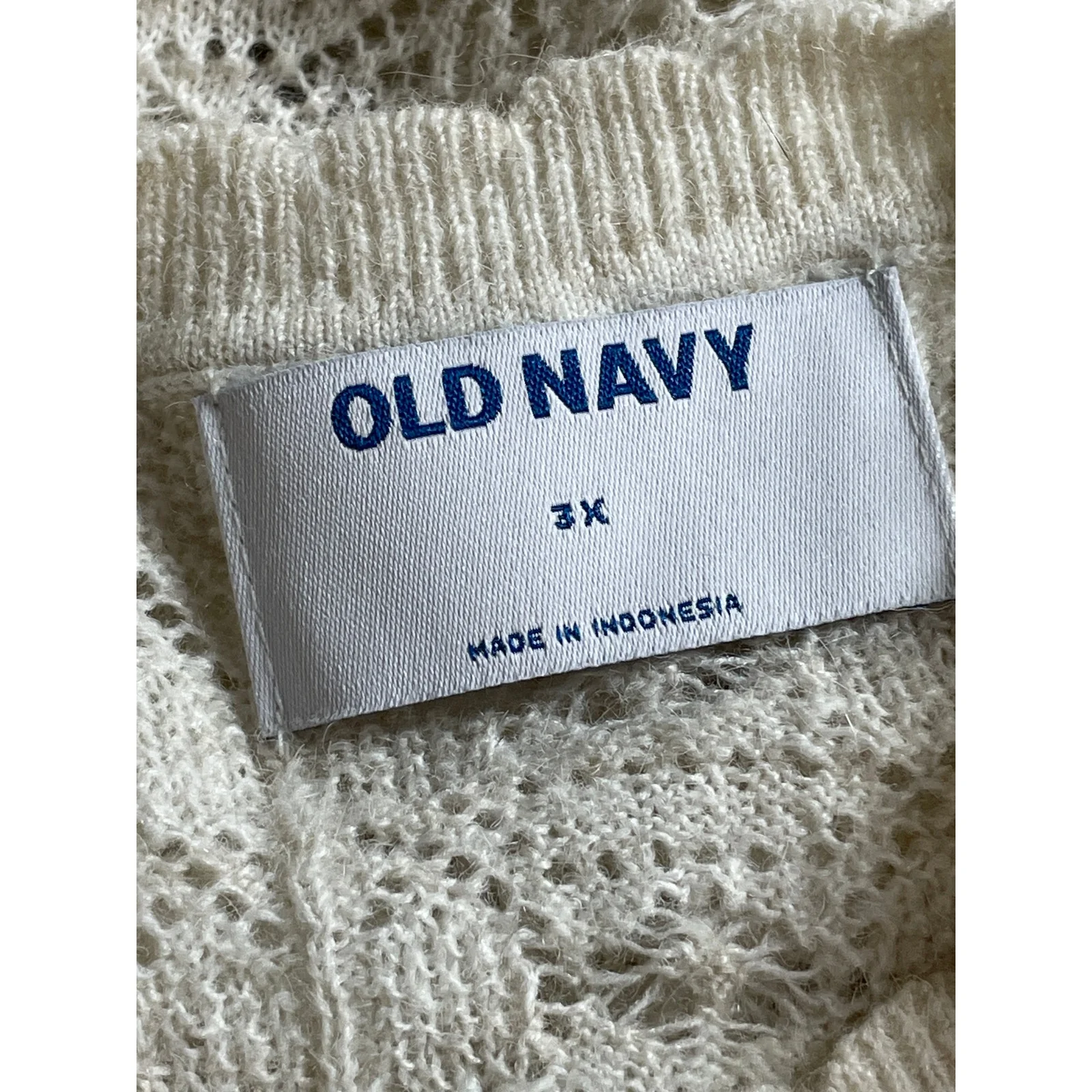 Old Navy Women's White Wool Knit Crochet Tie Short Sleeve Sweater Top Size 3X - Image 5