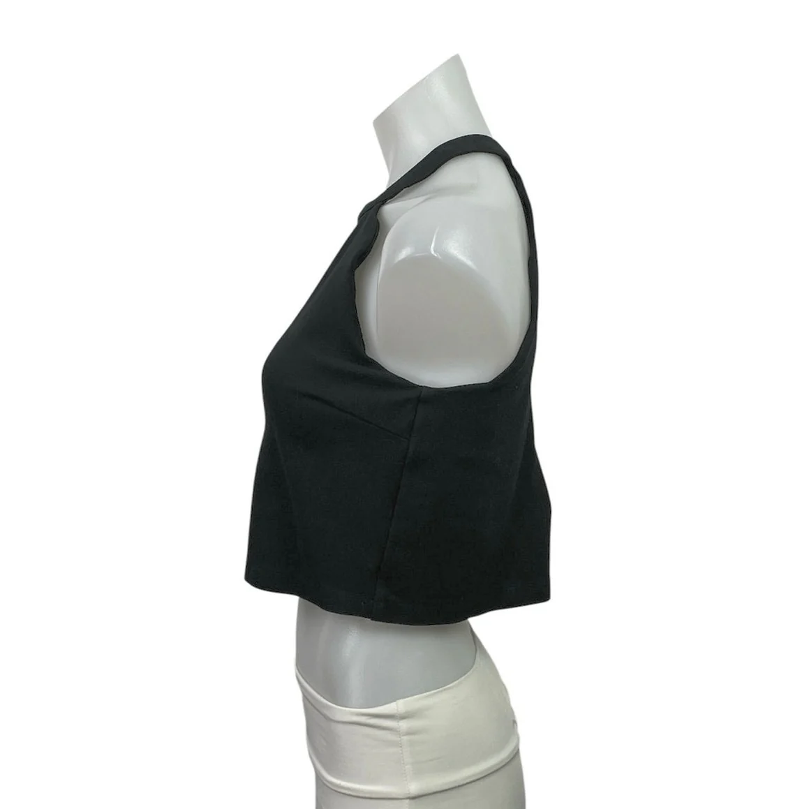 Olivaceous Black Halter High Neck Zip Scallop Back Sleeveless Crop Top Size M - Image 2