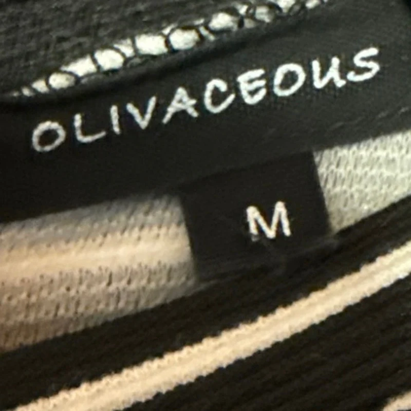 Olivaceous Black White Striped Rib Knit Short Sleeve Mini T-Shirt Shift Dress M - Image 4