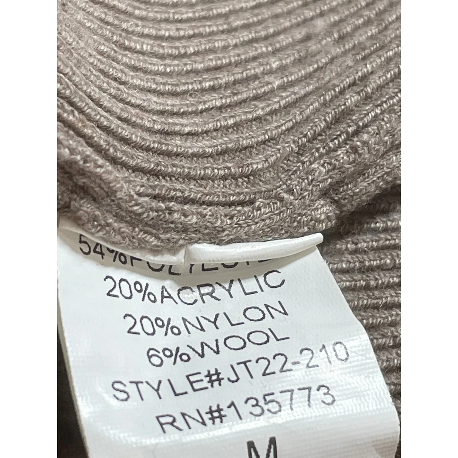 Olivaceous Women's Beige Wool Ribbed Square Neck Long Sleeve Crop Sweater Top M - Image 6