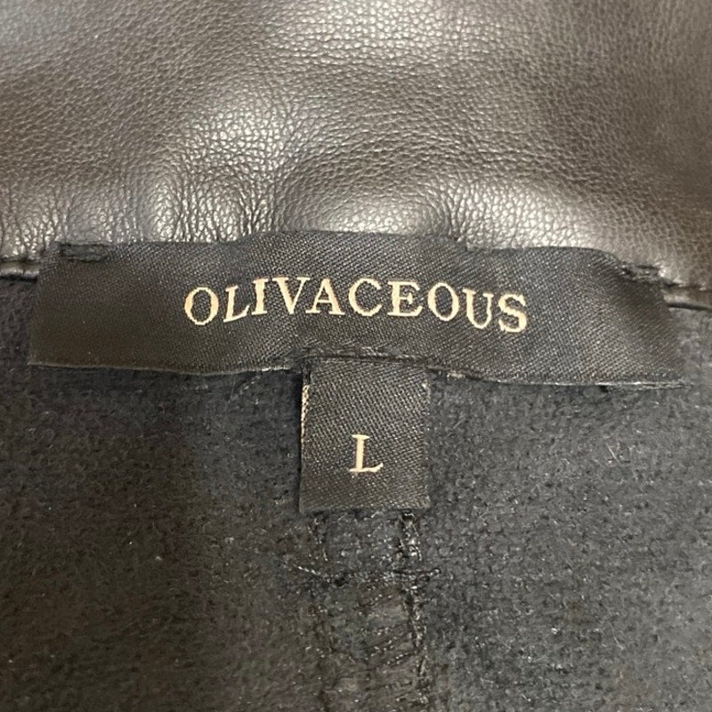 Olivaceous Women's Black Faux Leather Vegan Straight Trousers Pants Size L - Image 4