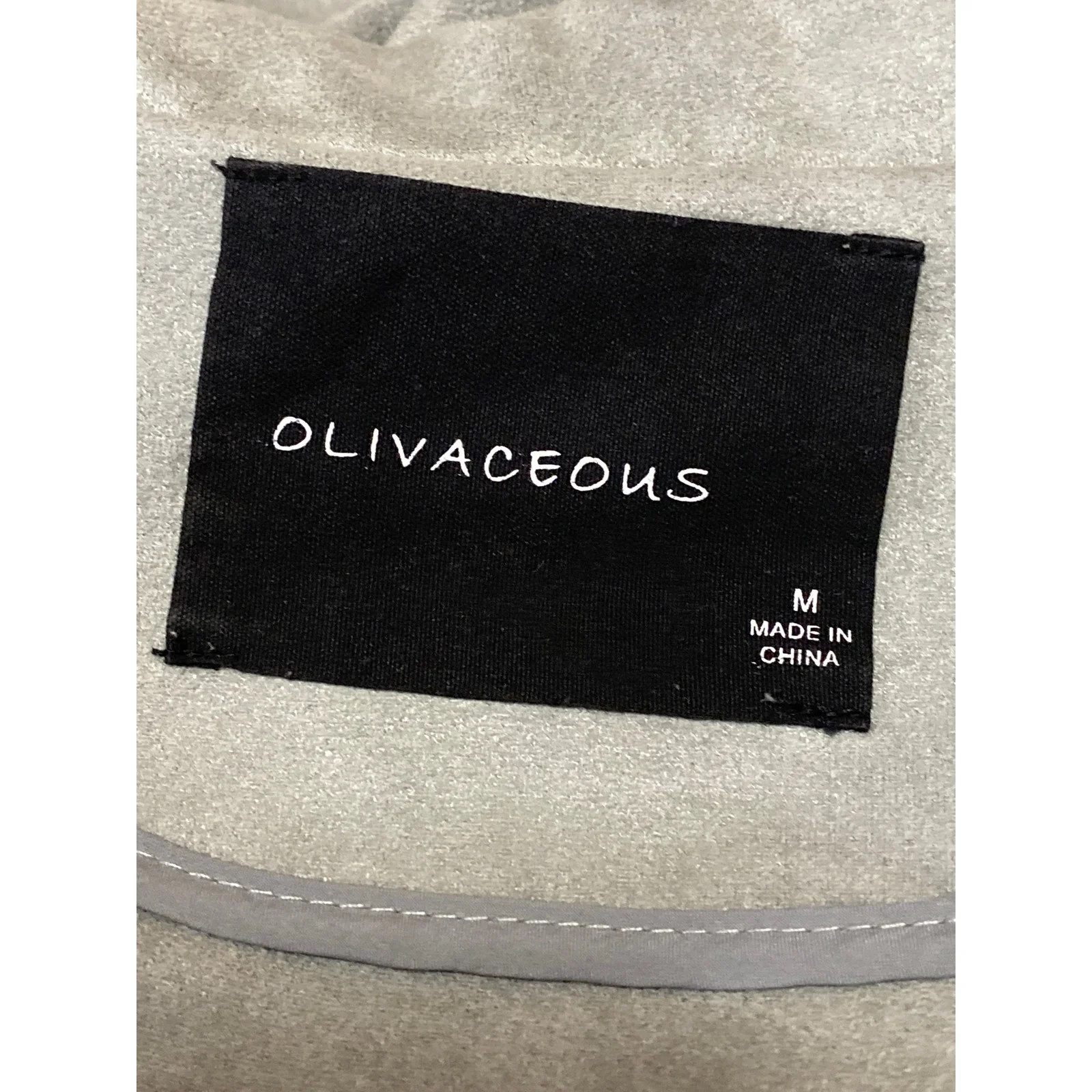 Olivaceous Women's Gray Faux Suede Collar Asymmetric Zip Up Moto Coat Jacket M - Image 4