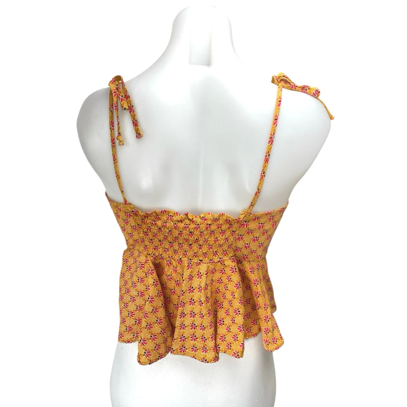 Olivaceous Women's Orange Floral Sleeveless Cami Camisole Peplum Crop Tank Top M - Image 2