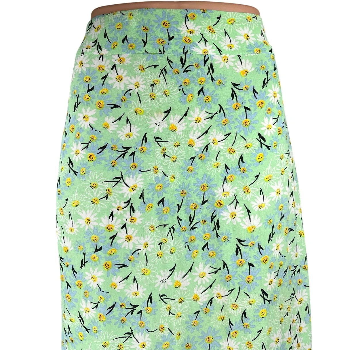 Oliver Bonas Women's Green Floral High Waisted Ruffle A Line Midi Skirt Size 6 - Image 4