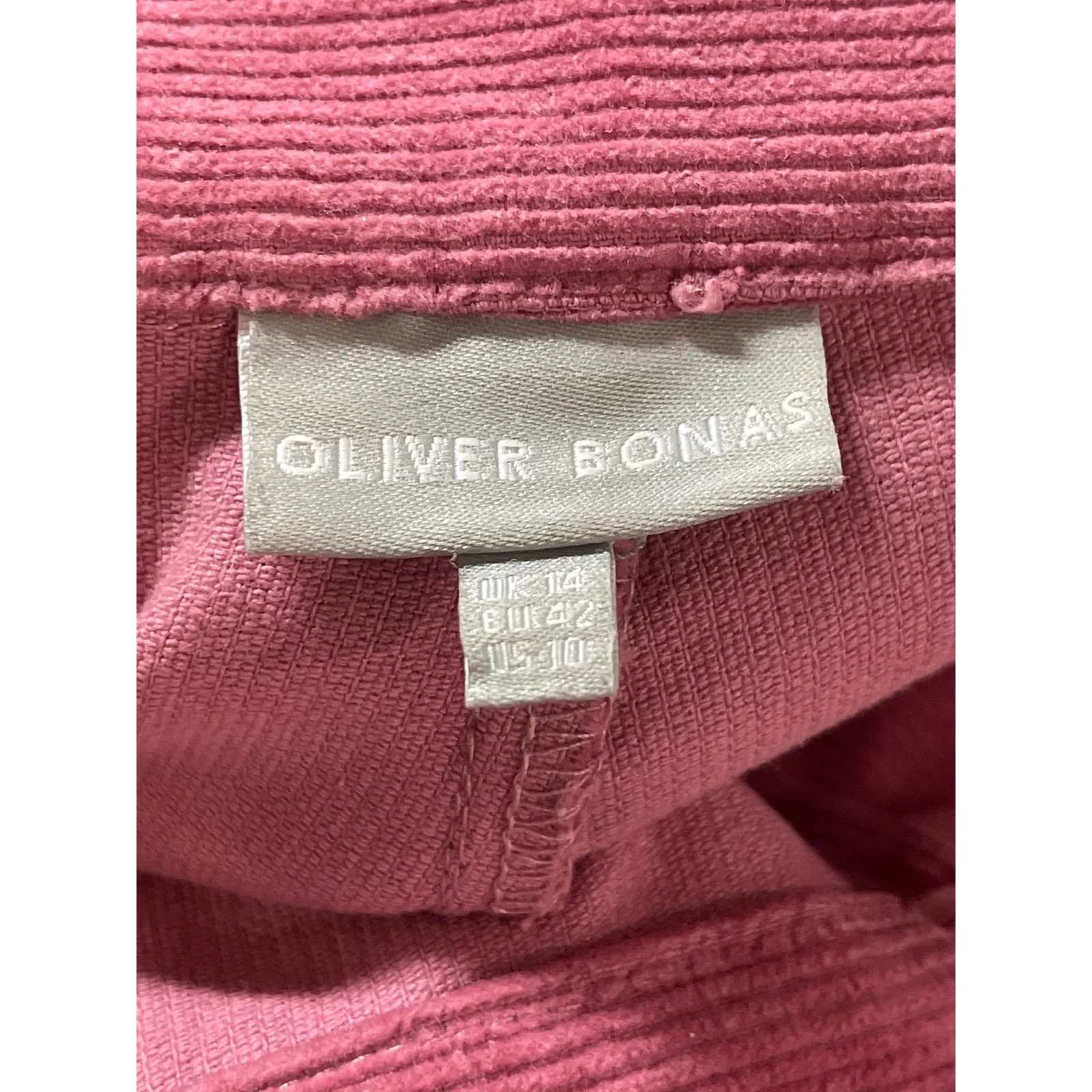 Oliver Bonas Womens Pink Purple Corduroy High Rise Wide Leg Trousers Pants Sz 10 - Image 5