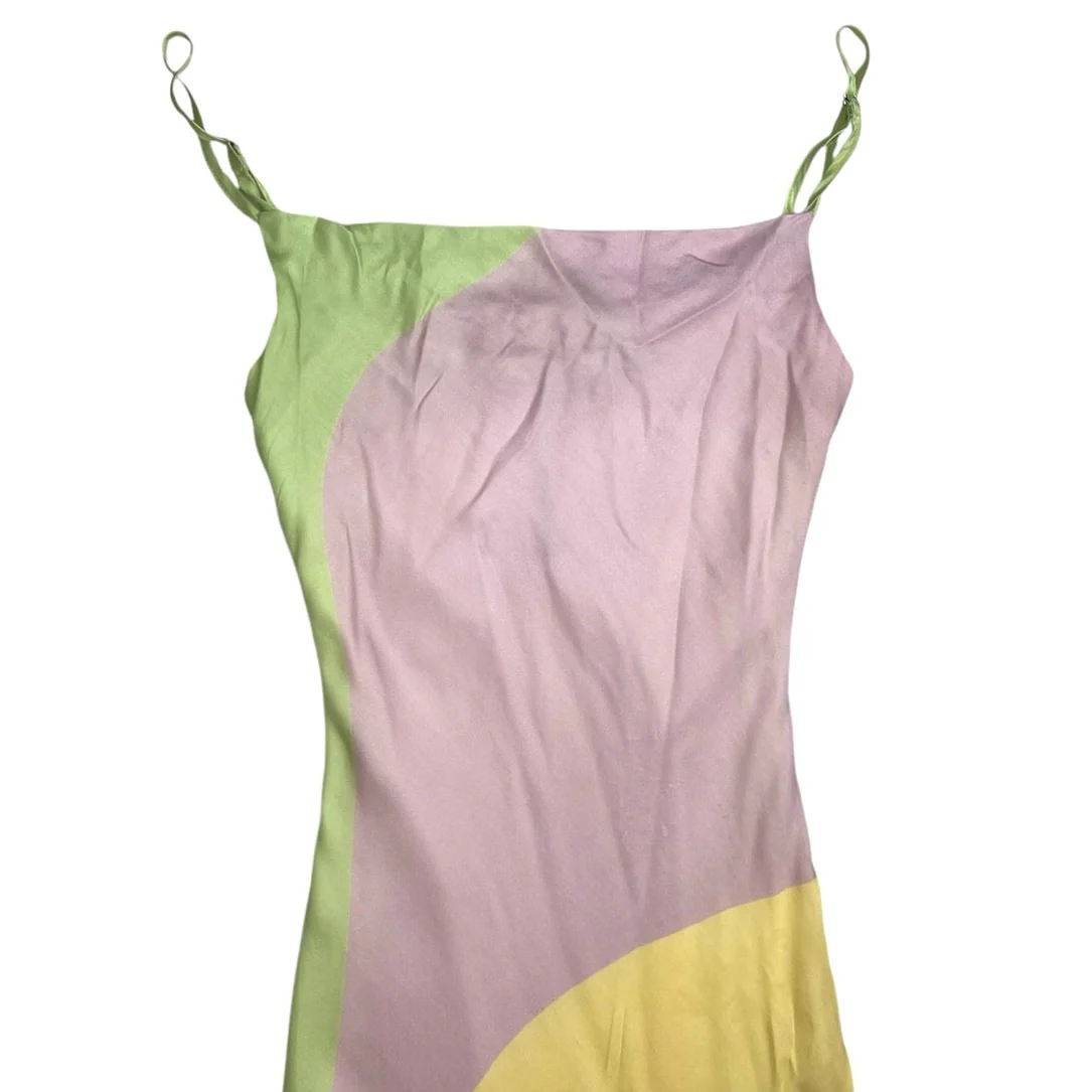 Olivia Rubin Multi Colorblock Sleeveless Square Neck A-Line Midi Tank Dress XS - Image 3