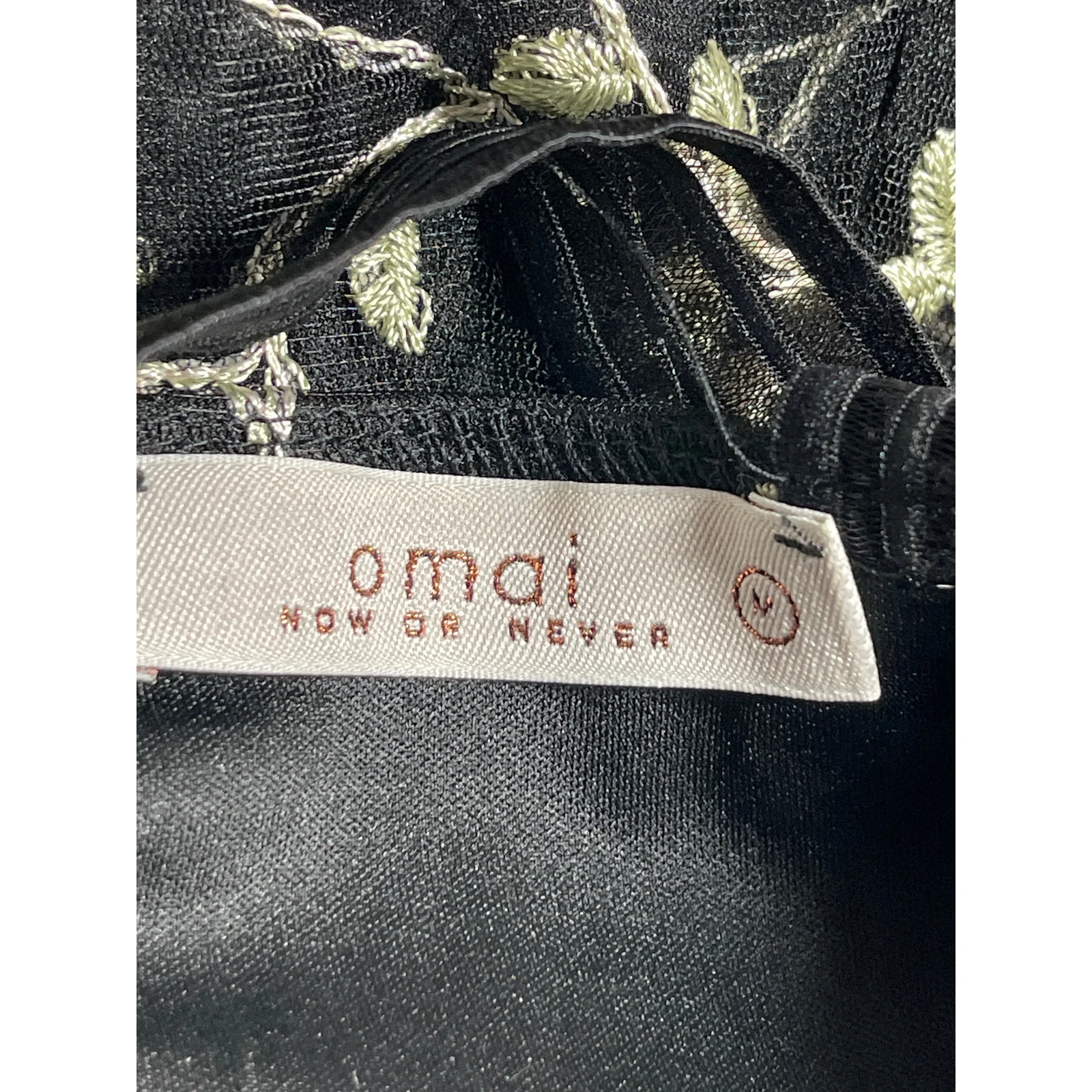 Omai Women's Black Floral Embroidered Sleeveless V Neck Peplum Blouse Top Size M - Image 6