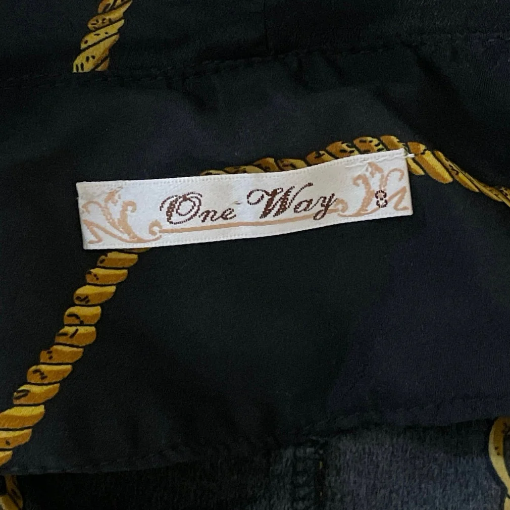 One Way Black Gold Graphic Print 3/4 Sleeve Single Breasted Blazer Coat Jacket S - Image 5