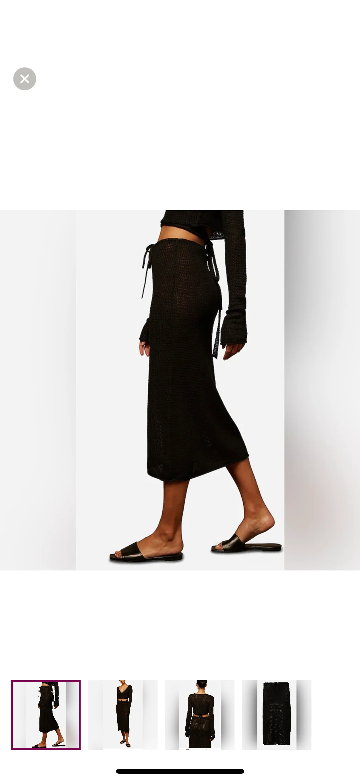 Onia Black 100% Linen Knit Drawstring Low Rise Semi Sheer Pull On Midi Skirt S - Image 3