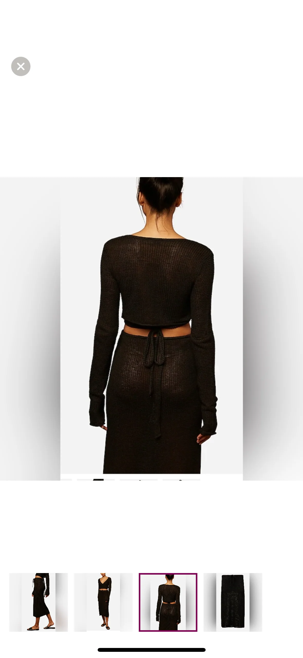 Onia Black 100% Linen Knit Drawstring Low Rise Semi Sheer Pull On Midi Skirt S - Image 4