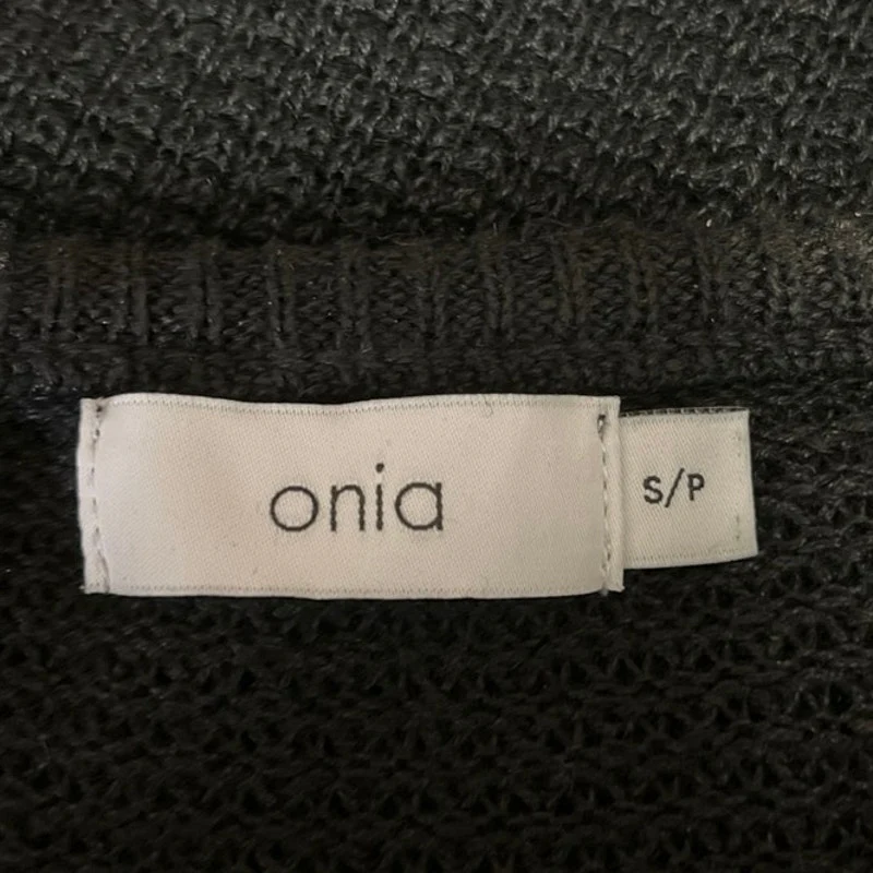 Onia Black 100% Linen Knit Drawstring Low Rise Semi Sheer Pull On Midi Skirt S - Image 7