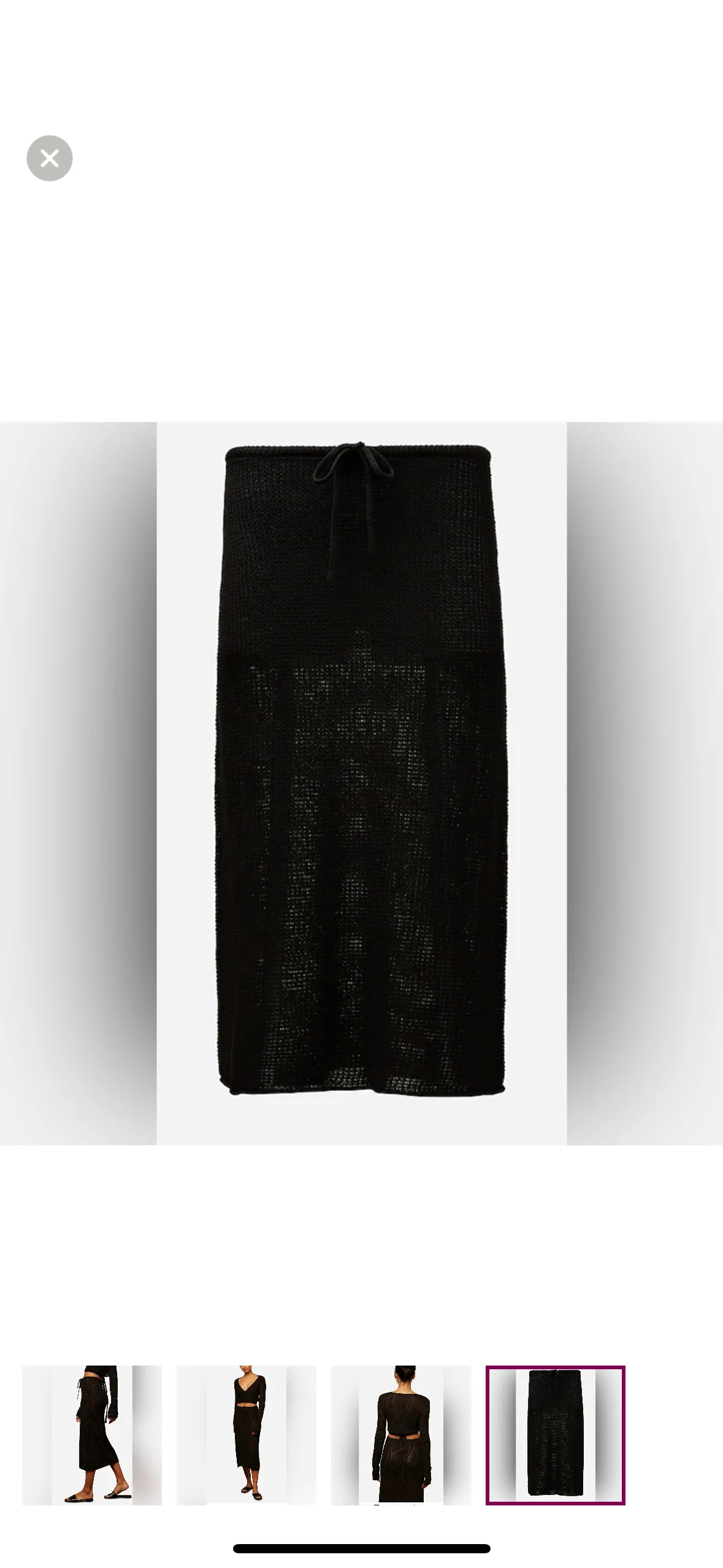 Onia Black 100% Linen Knit Drawstring Low Rise Semi Sheer Pull On Midi Skirt S - Image 9
