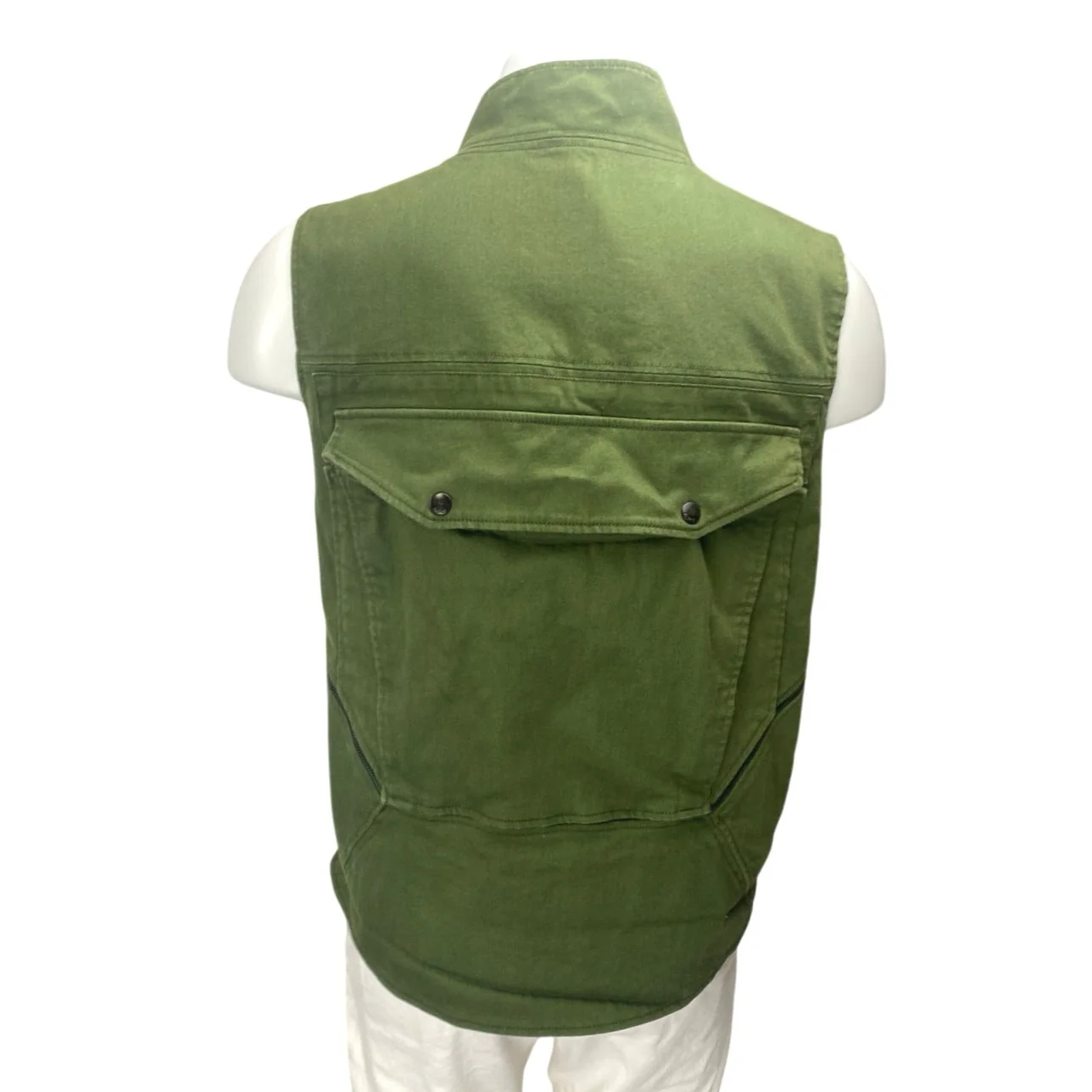 ONS Men's Green Full Zip High Neck Pockets Fishing Outdoor Vest Jacket Top Sz L - Image 2