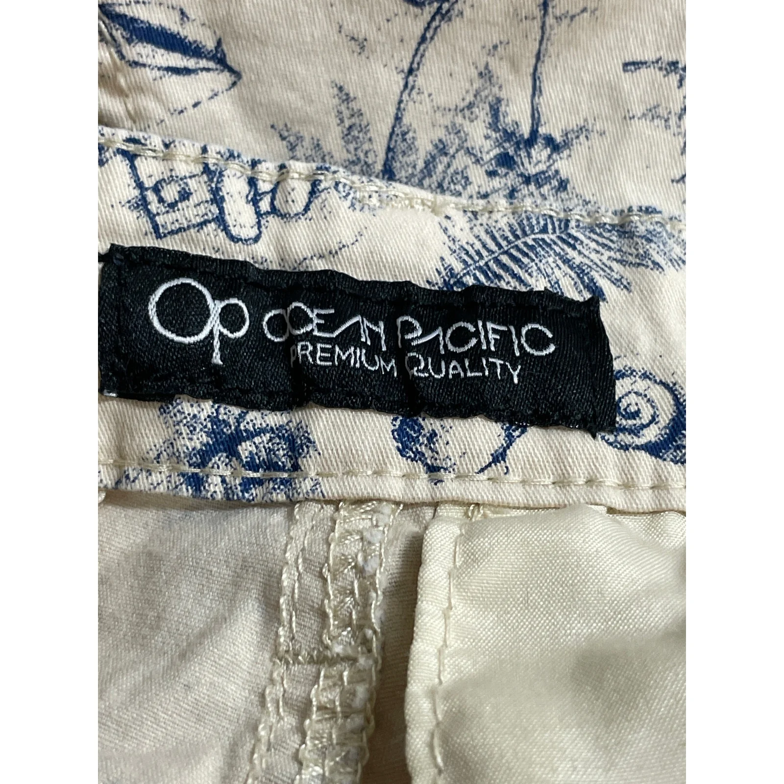 OP Ocean Pacific Men's Beige Hawaiian Beach Bermuda Chino Khaki Shorts Size 34 - Image 5