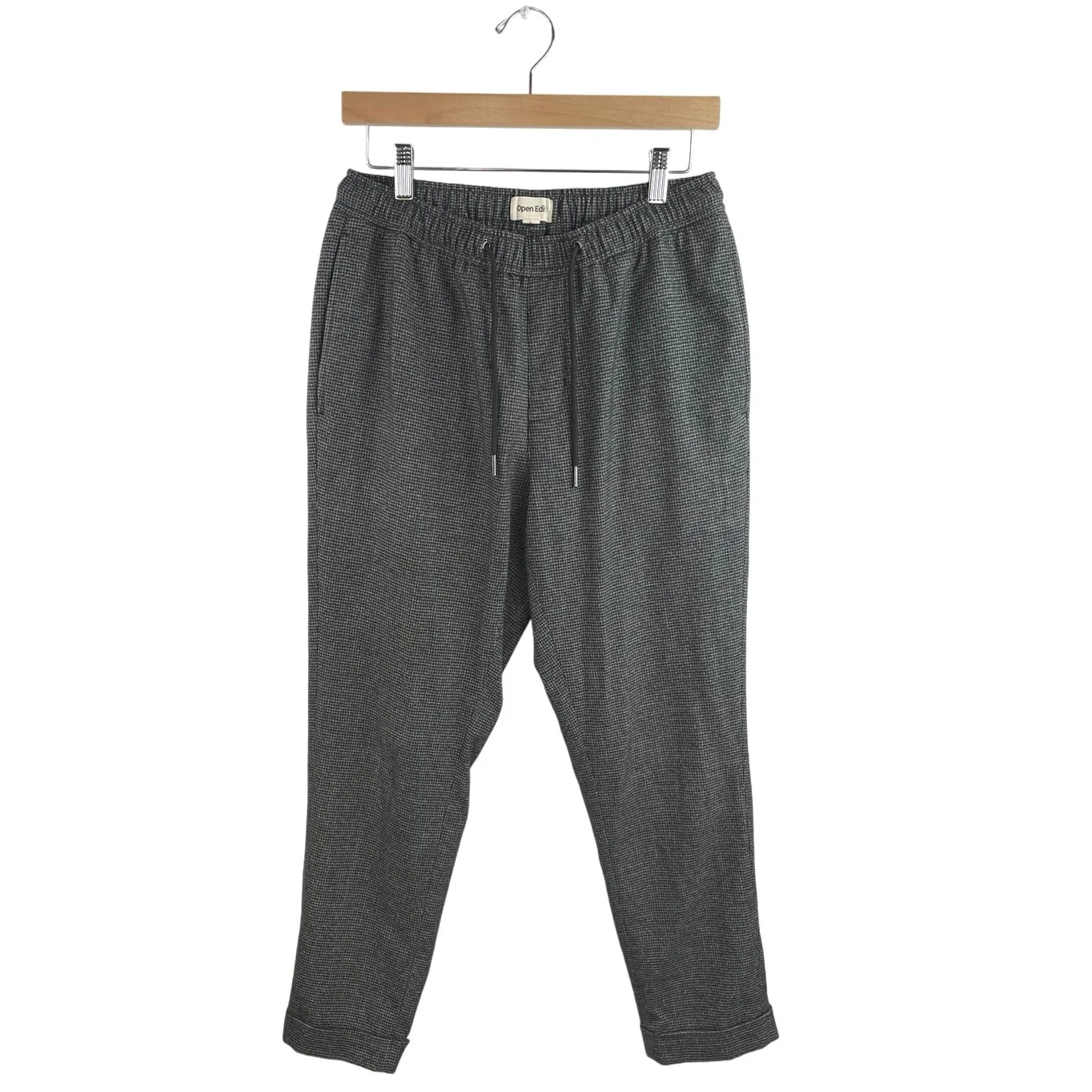 Open Edit Mens Gray Knit Straight Leg Drawstring Pull-On Casual Trousers Pants S