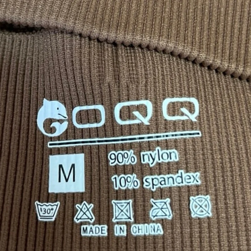 OQQ Women's Brown Pullover Ribbed Knit Long Sleeve Square Neck Crop Top Size M - Image 3
