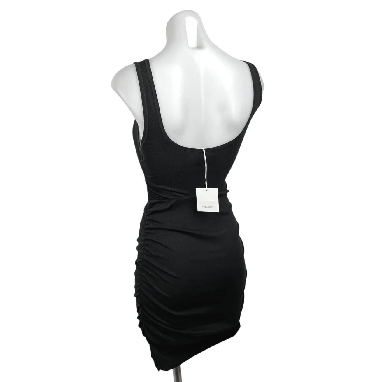 Organicbasics Cotton Ruched Side Black Square Neck Sleeveless Mini Tank Dress M - Image 2