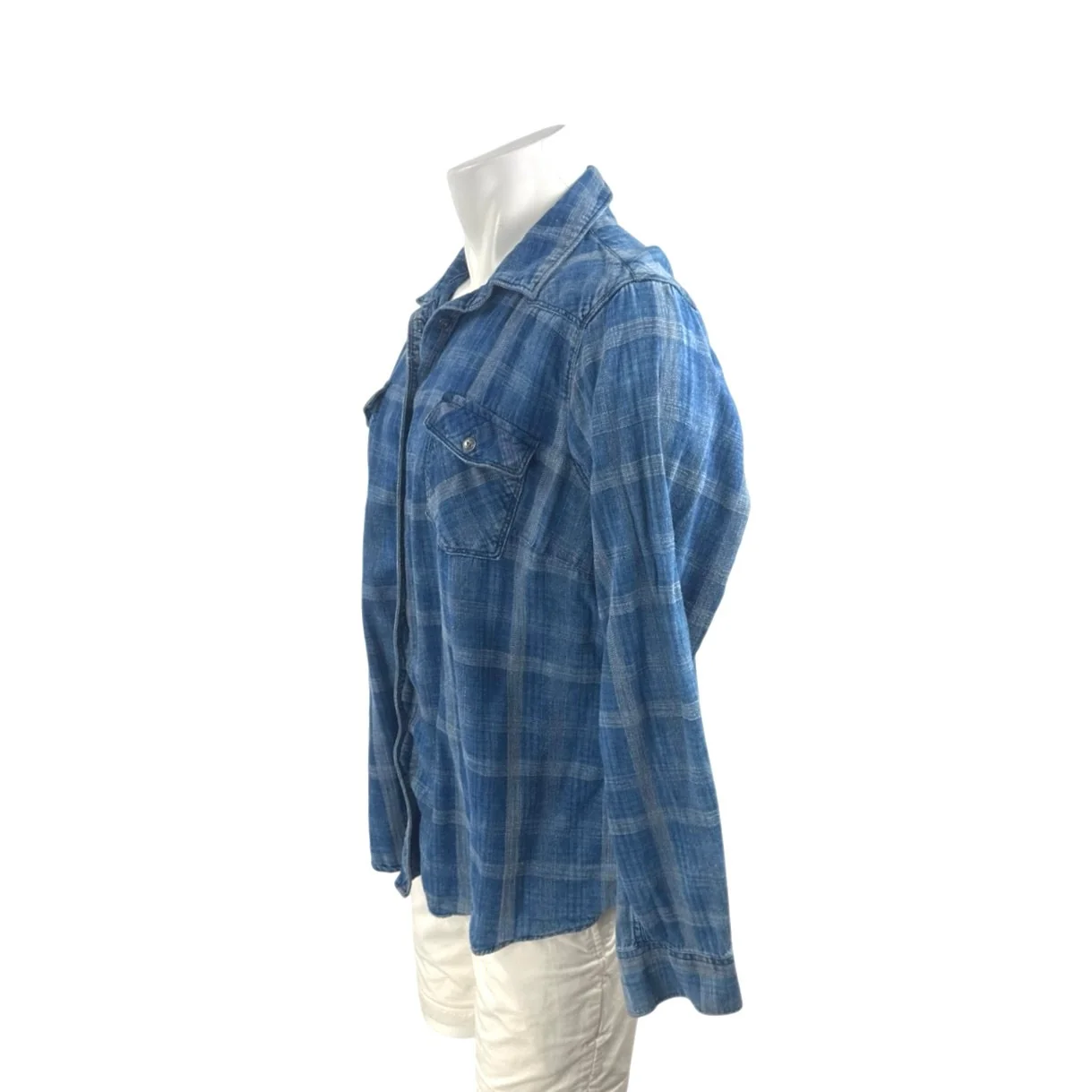 Orvis Men's Washed  Blue Plaid Check Collared Long Sleeve Button Up Shirt Top XL - Image 2
