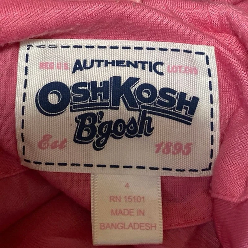 Osh Kosh Kids Girls Pink Plaid Long Sleeve Hoodie Hooded Rain Coat Jacket Size 4 - Image 4