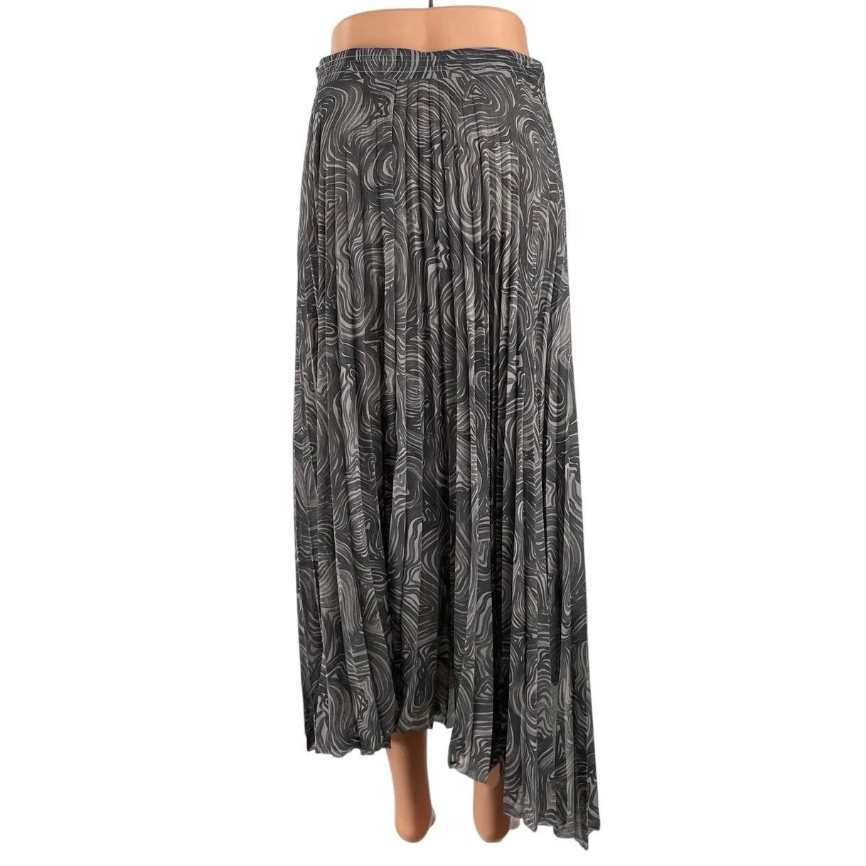 & Other Stories Abstract Plisse Pleated Asymmetric Midi Flare A-Line Skirt Sz 6 - Image 4