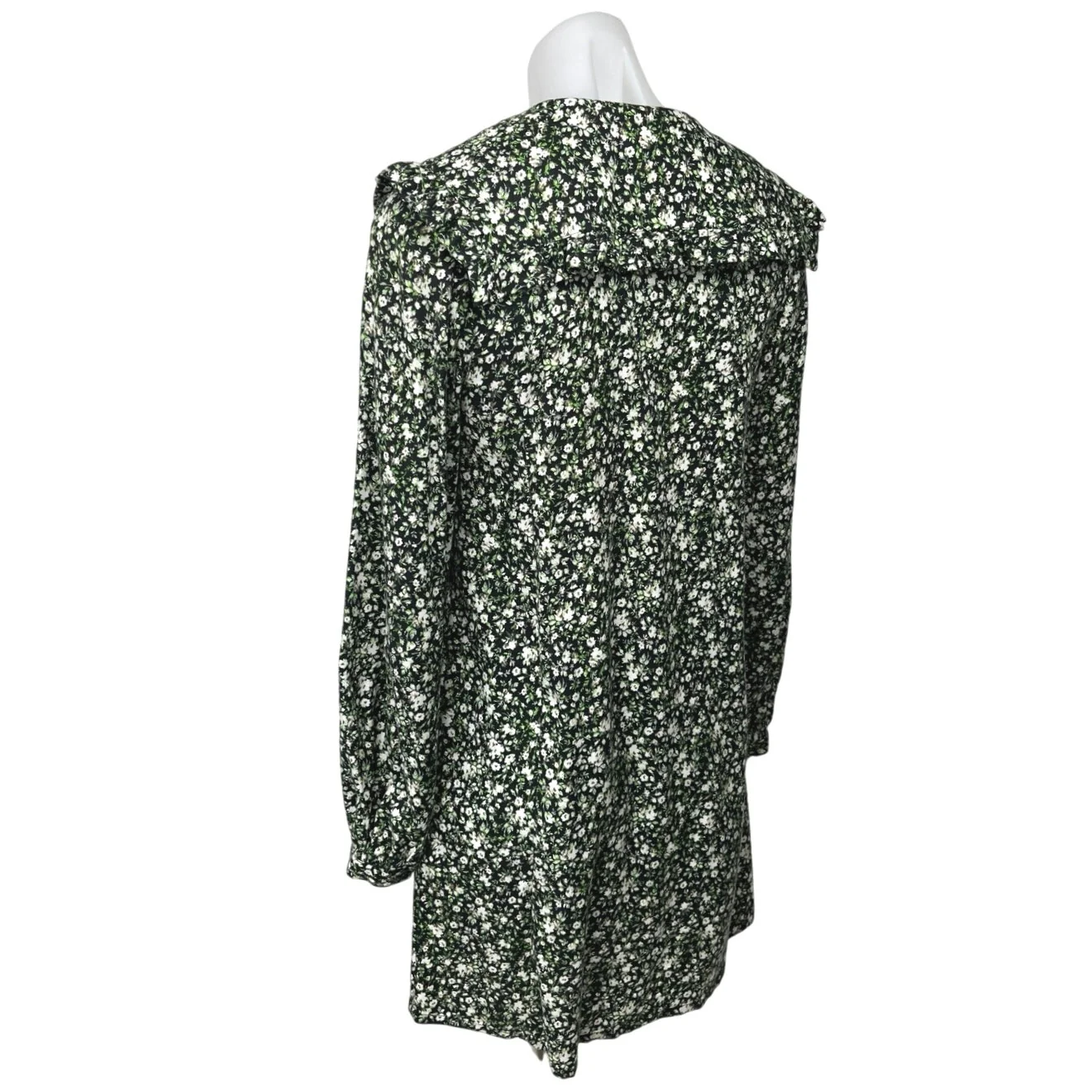 & Other Stories Black Green Floral Long Sleeve Peasant Mini Sheath Dress Sz 6 - Image 2