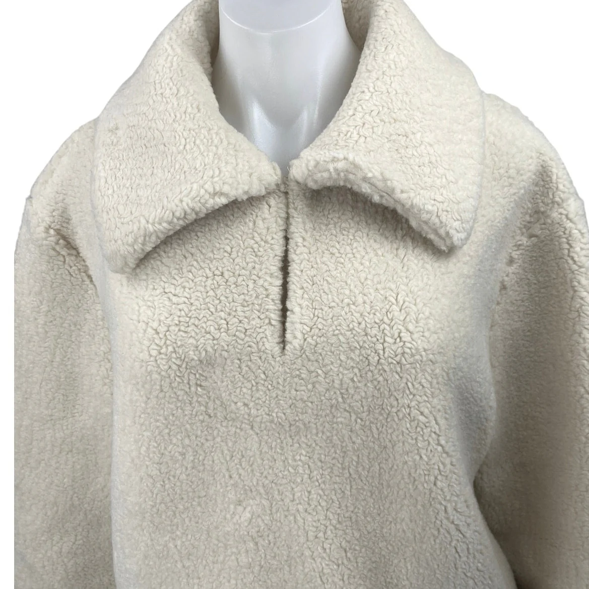 & Other Stories Cream White Wool Faux Shearling Collar Pullover Sweater Top Sz M - Image 3