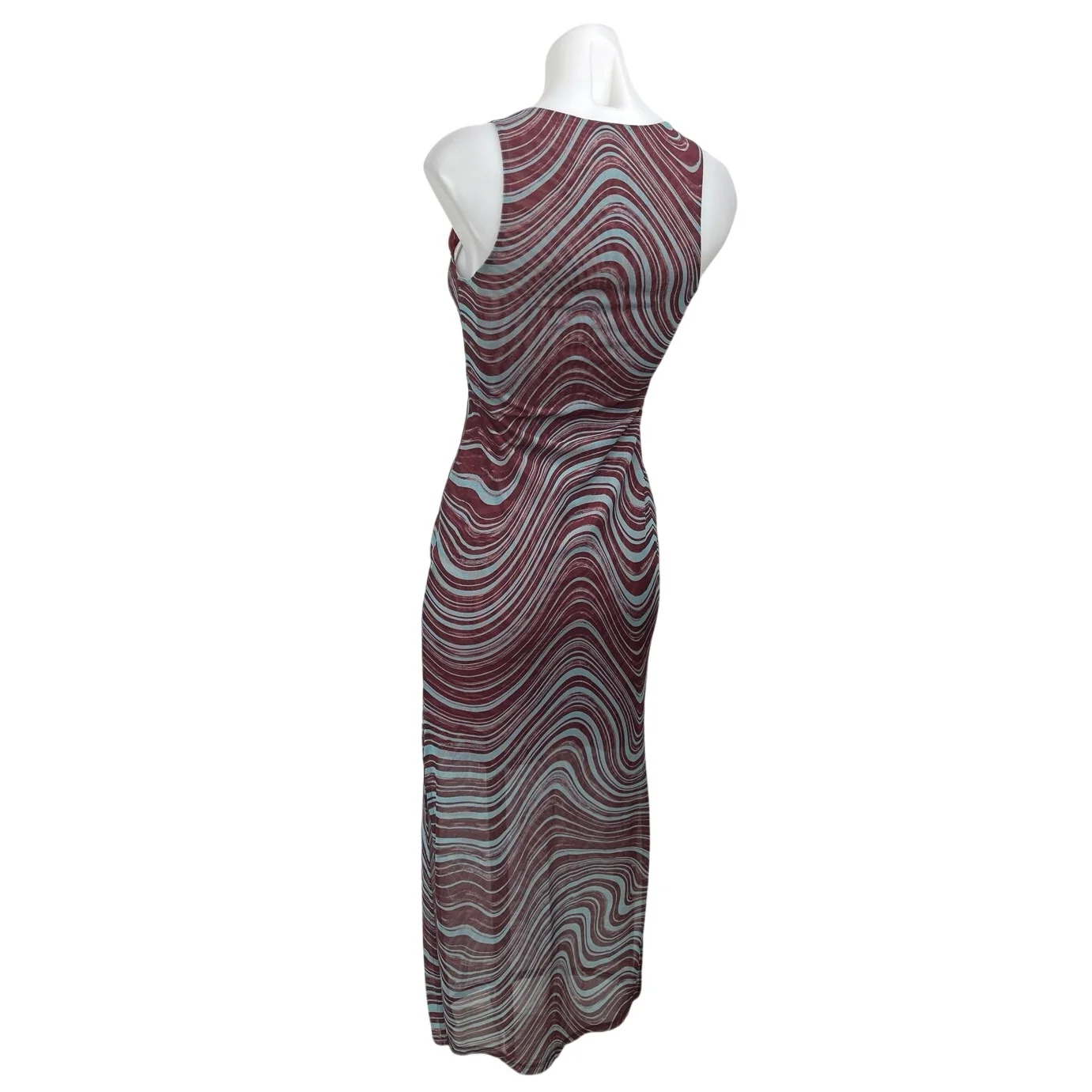 & Other Stories Maroon Swirl Marble Sleeveless Cami Midi Bodycon Tank Dress XS - Image 2