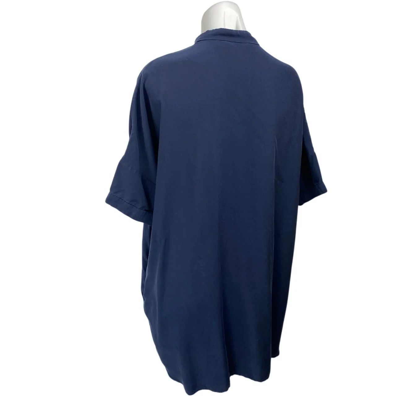 & Other Stories Navy Blue Short Sleeve Button Down Tunic Mini Shirt Dress Size 4 - Image 2