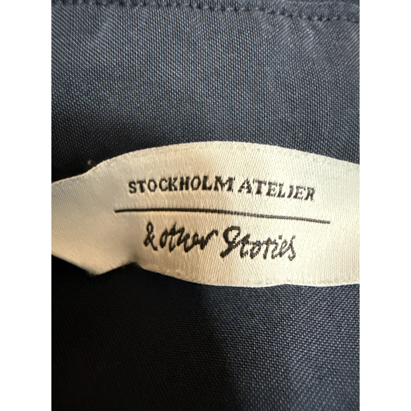 & Other Stories Navy Blue Short Sleeve Button Down Tunic Mini Shirt Dress Size 4 - Image 3