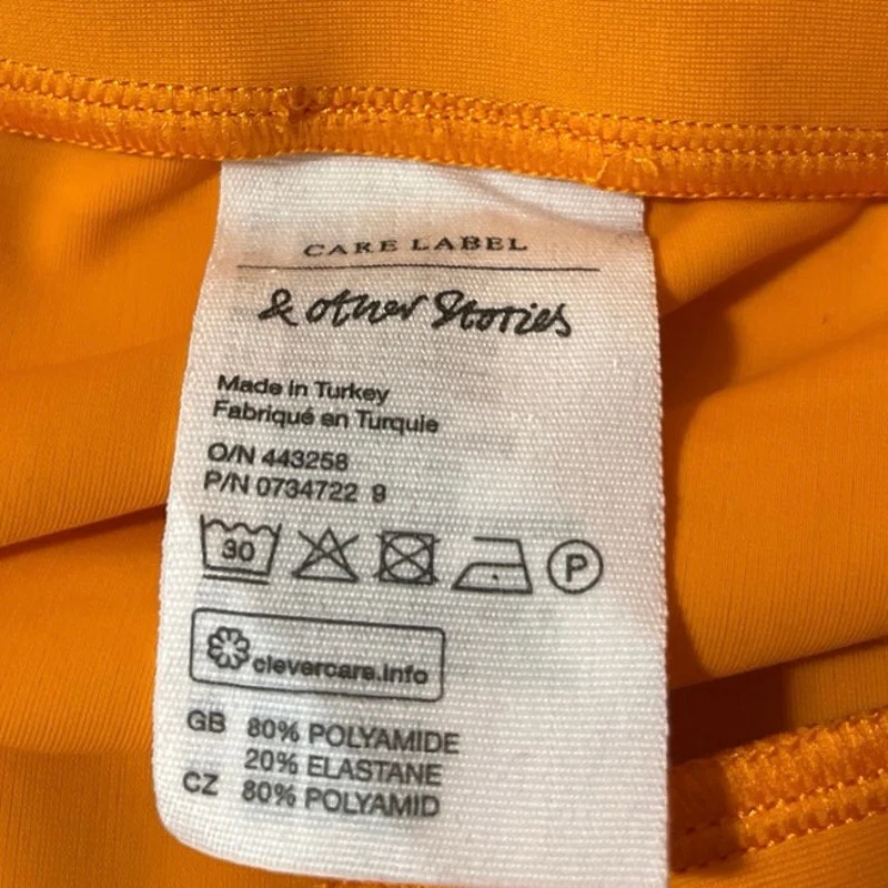 & Other Stories Orange High Waist Yoga Workout Athletic Biker Shorts Size 8 - Image 5