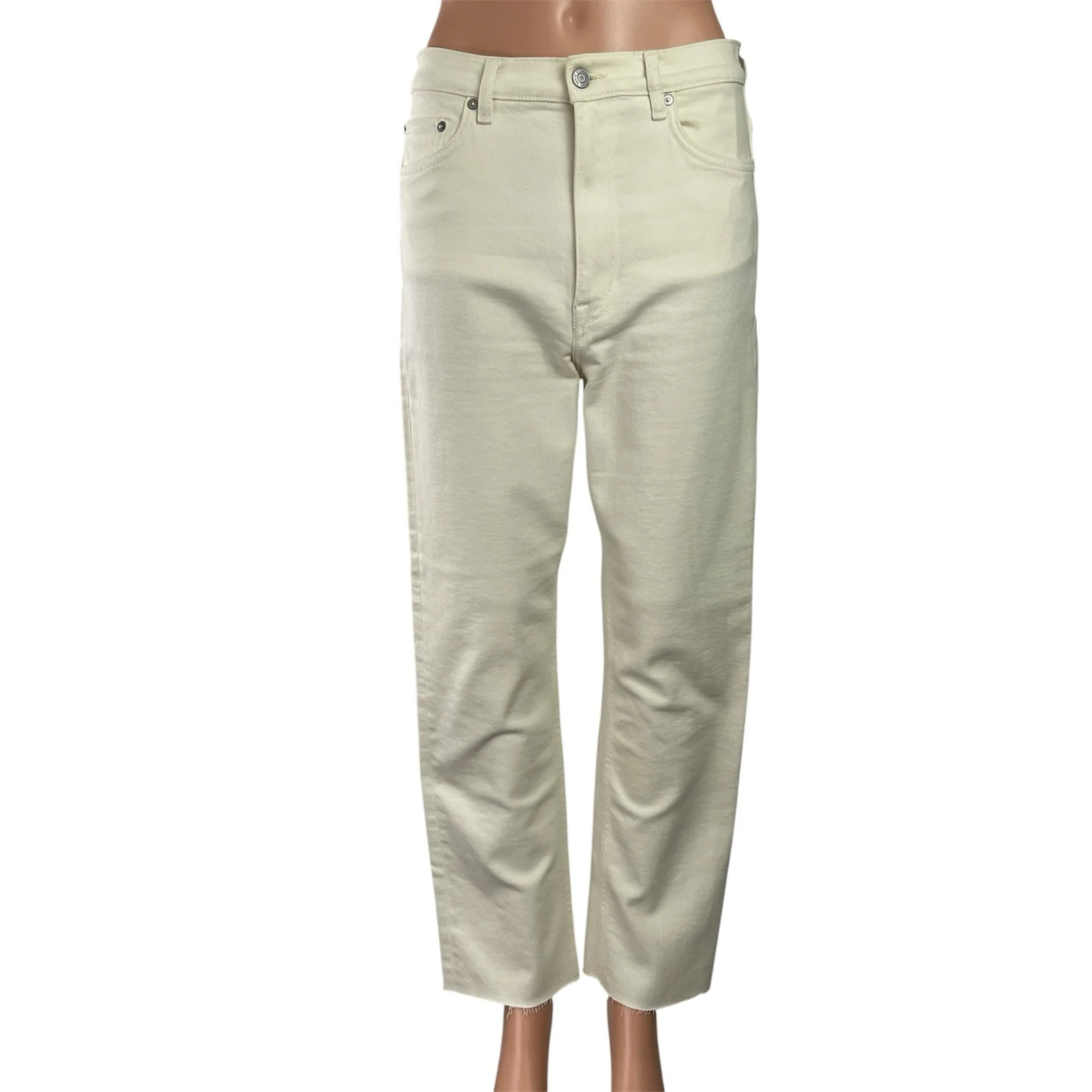 & Other Stories Women's Cream High Waisted Straight Leg Denim Jeans Size 28