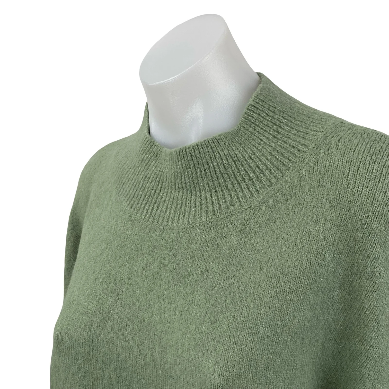 & Other Stories Women's Green Mock Neck Long Sleeve Sweatshirt Sweater Top Sz L - Image 3