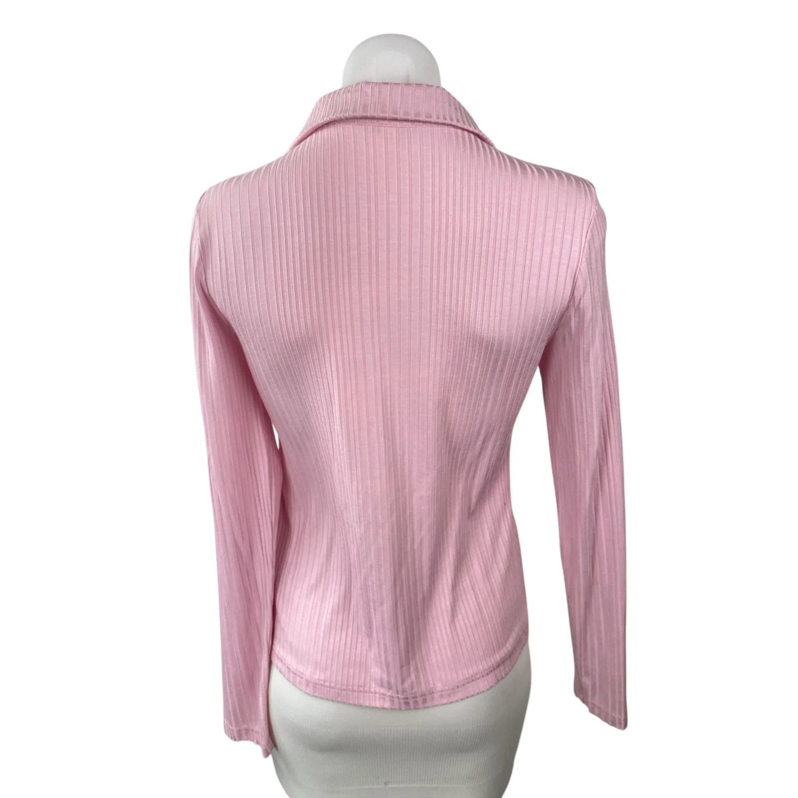& Other Stories Women's Pink Long Sleeve Pleated V Neck Polo Shirt Blouse Size S - Image 4