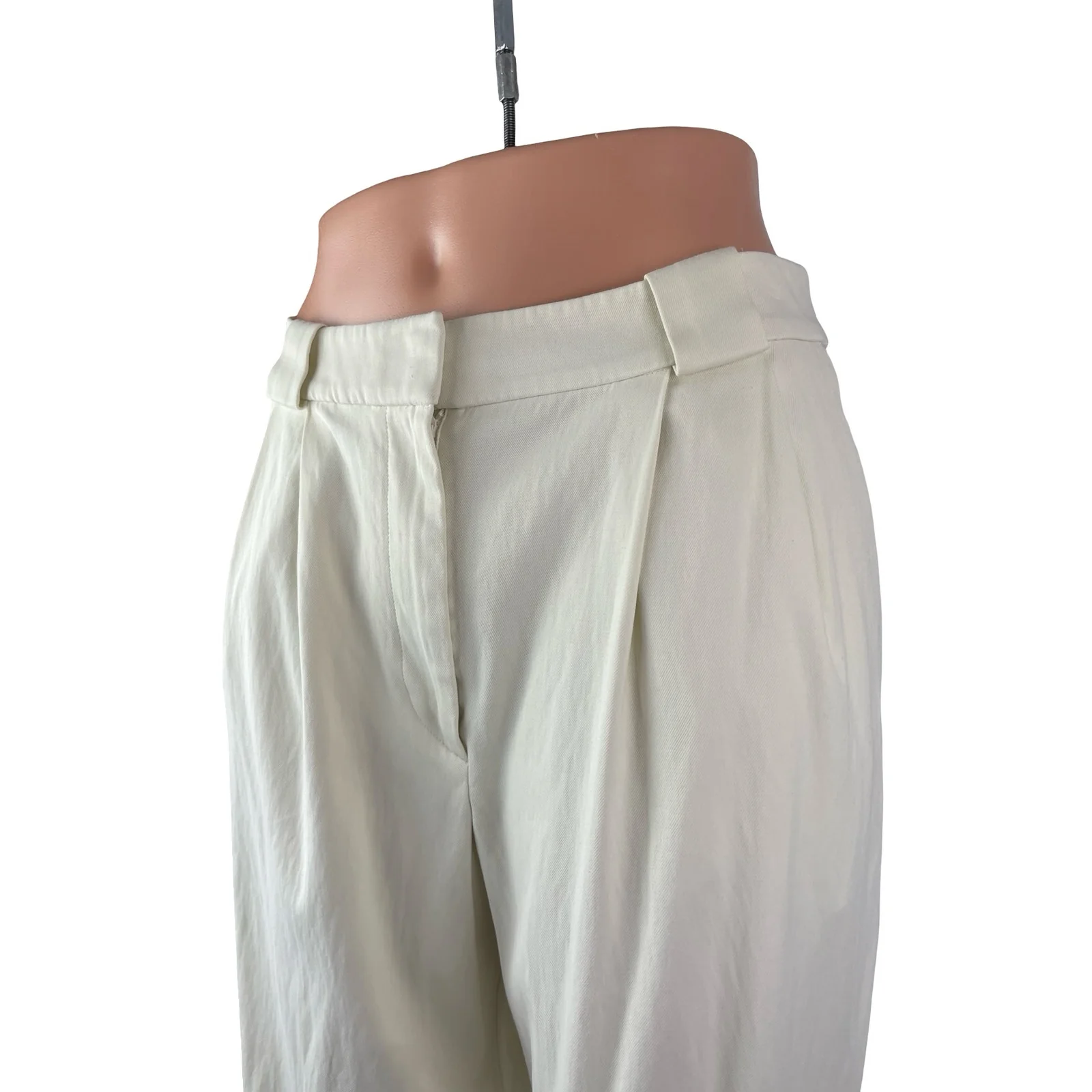 & Other Stories Women's White Pleated High Rise Wide Leg Trousers Pants Size 4 - Image 3
