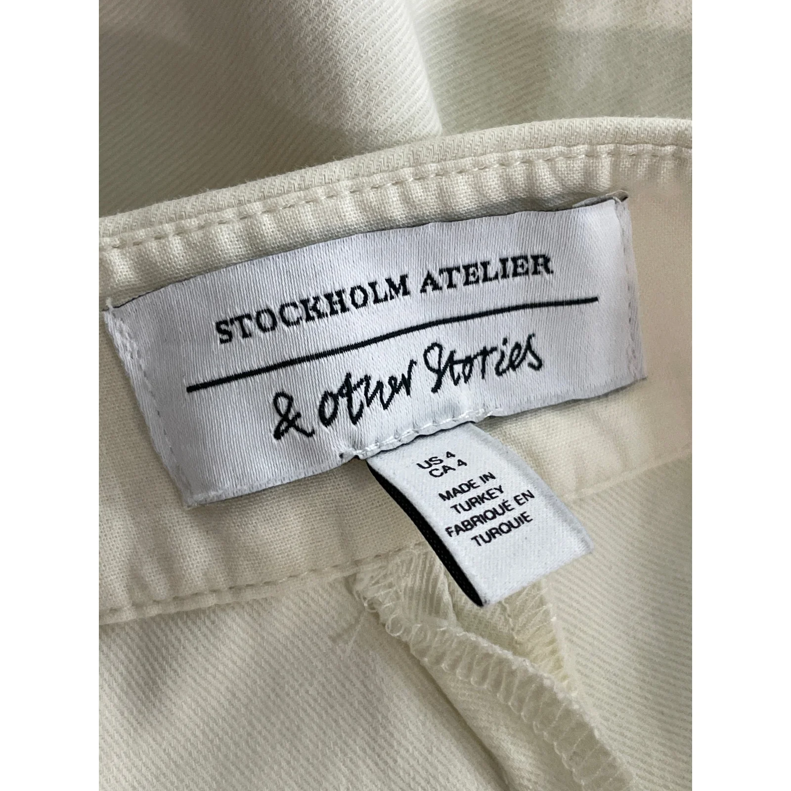& Other Stories Women's White Pleated High Rise Wide Leg Trousers Pants Size 4 - Image 5