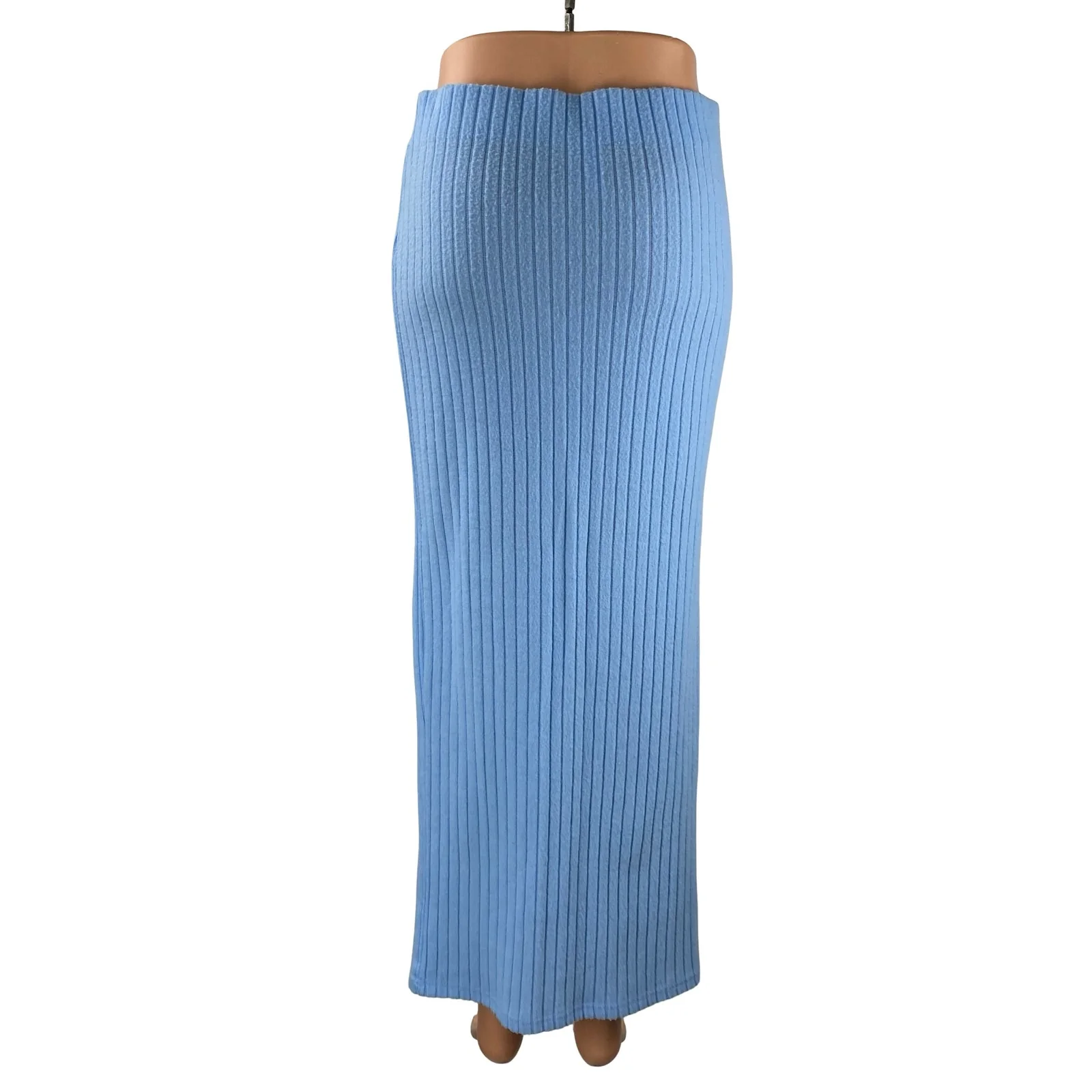 Out from Under Bounce Plush Suki Blue Ribbed Slit Maxi Straight Pencil Skirt S - Image 4