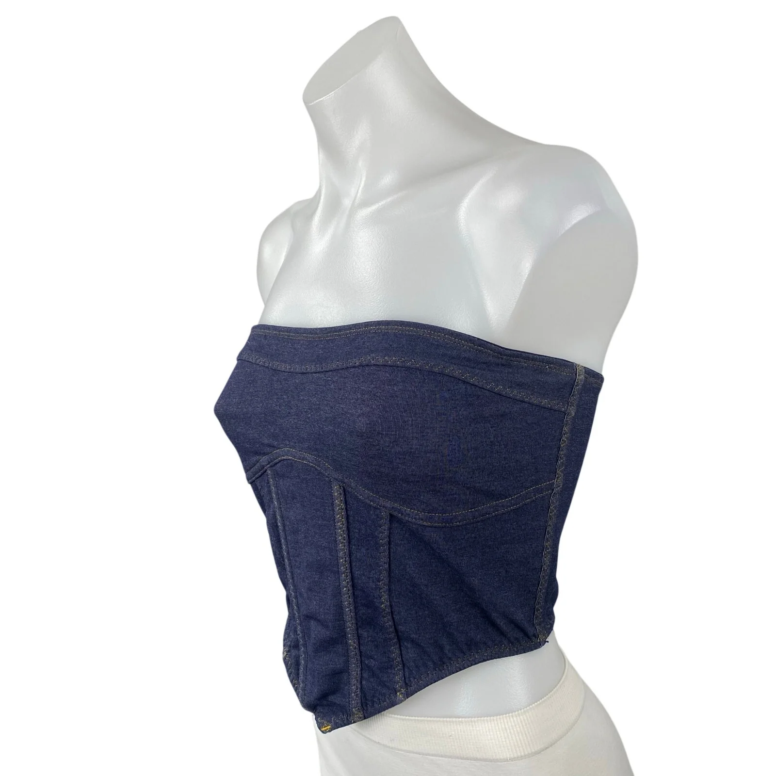 Out From Under Done Up In Denim Sleeveless Tube Bandeau Bustier Corset Top Sz M - Image 2