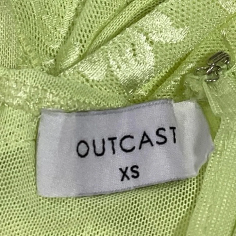 Outcast Yellow Mesh Plunging Halter Neck Backless One Piece Bodysuit Dress Sz XS - Image 6