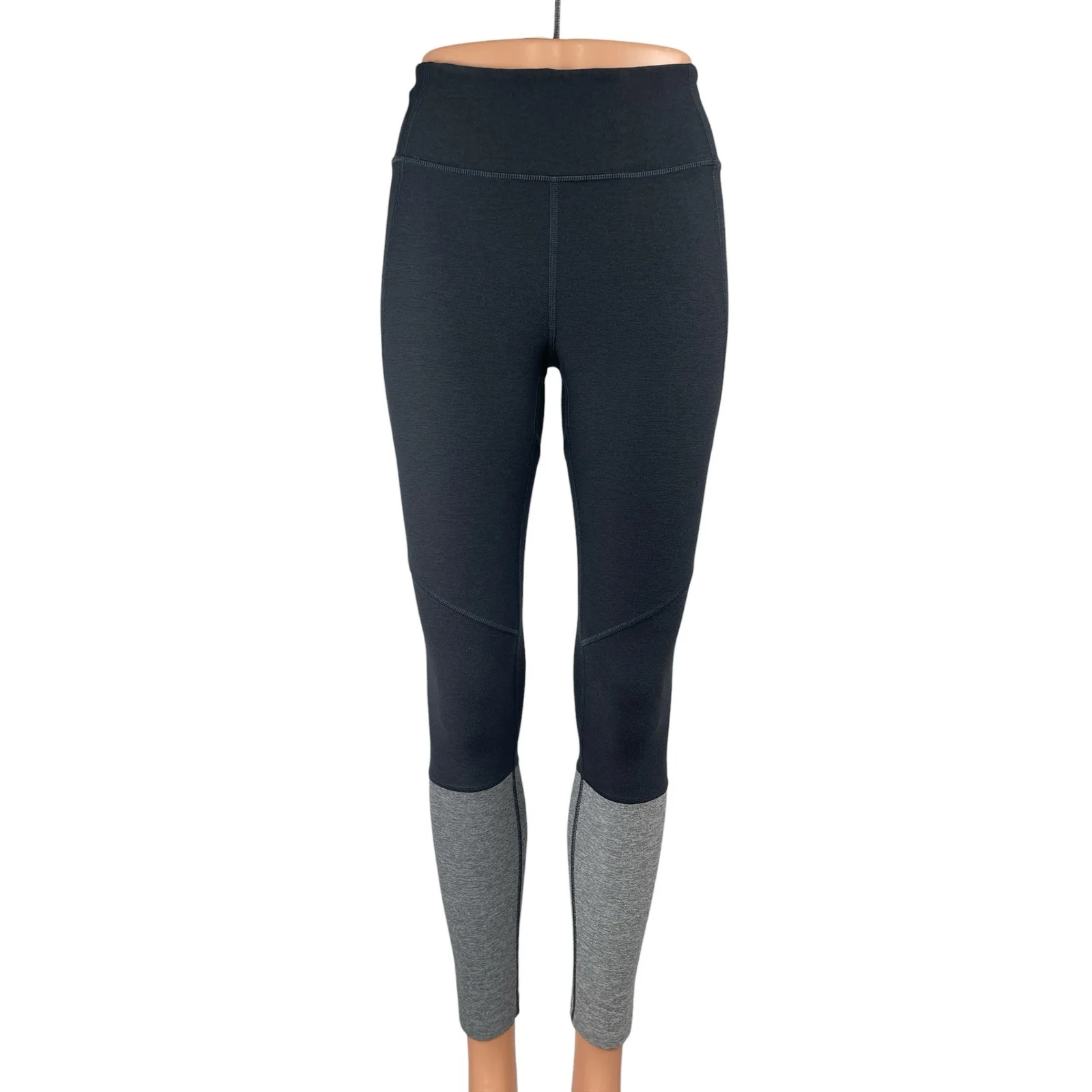 Outdoor Voices Black Gray Mid Rise Skinny Activewear Yoga Leggings Pants Size S
