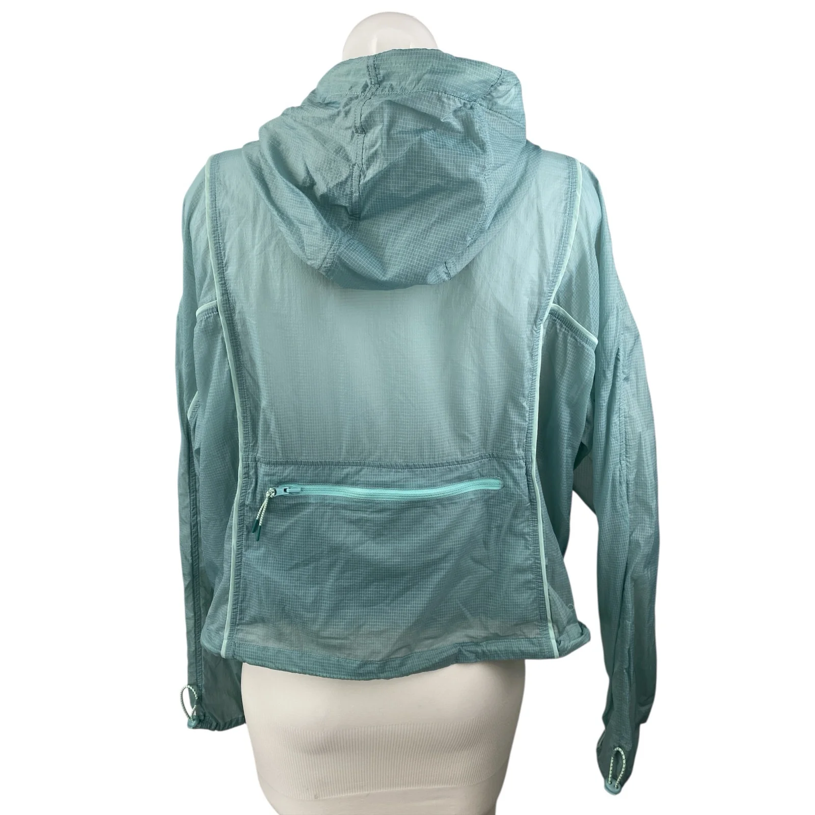 Outdoor Voices Blue Long Sleeve Activewear Hoodie Windbreaker Coat Jacket Sz L - Image 2