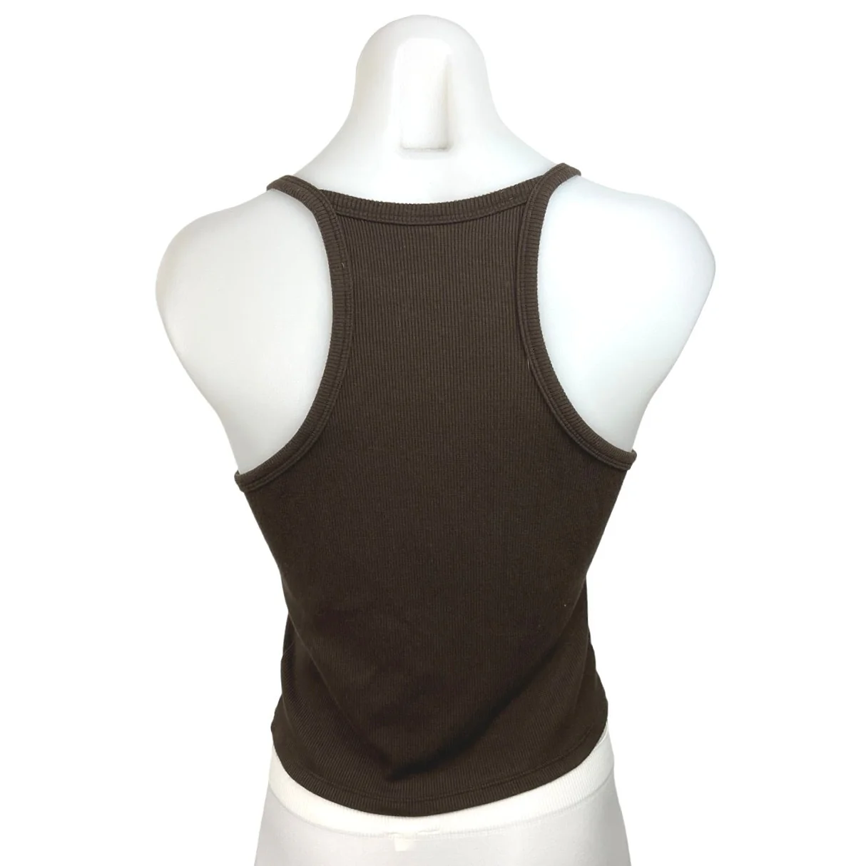 Outdoor Voices Brown Ribbed Knit Sleeveless Racer Back Cropped Tank Top Size M - Image 2