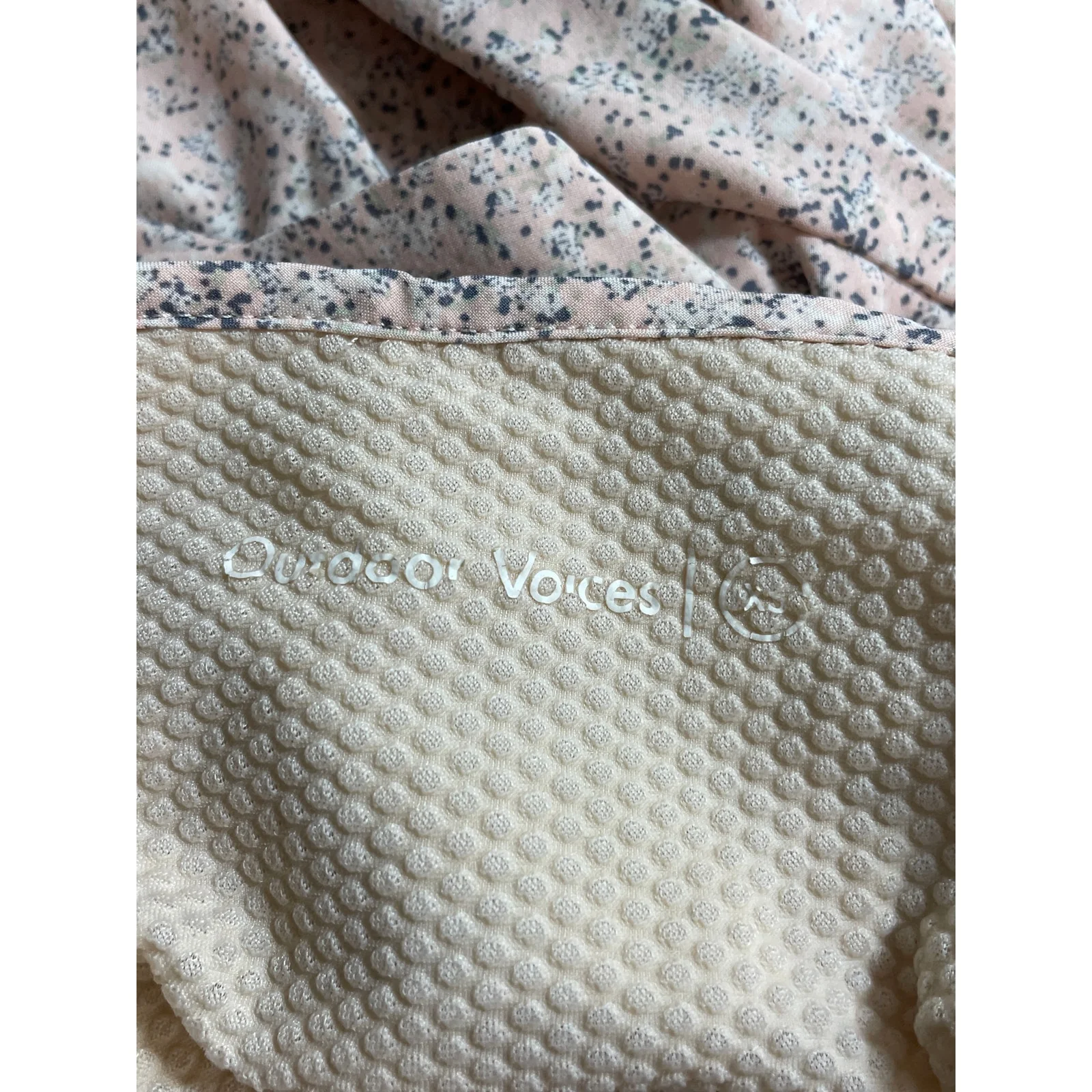 Outdoor Voices Light Pink Speckled Hoodie Hooded Zip Windbreaker Jacket Size XS - Image 5