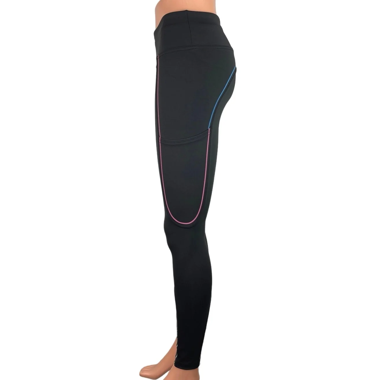 Outdoor Voices NWT Black Mid Rise Reflective Stripes Pocket Leggings Size XS - Image 2
