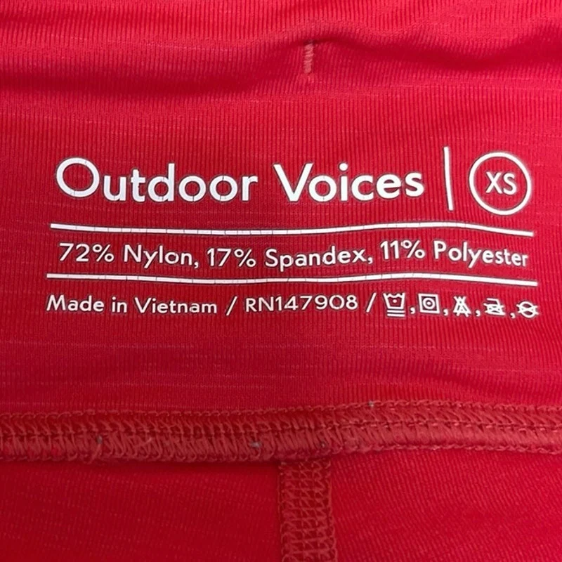 Outdoor Voices Red Low Rise Elastic Waist Fitness Slim Fit Biker Shorts Size XS - Image 3
