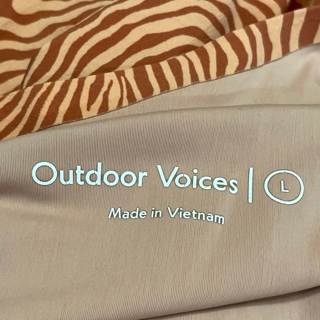 Outdoor Voices The Exercise Tan Zebra Scoop Built in Short Tennis Golf Dress L - Image 5