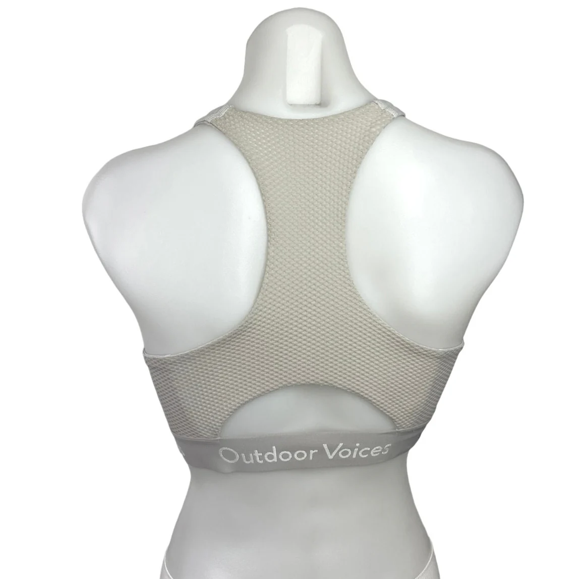 Outdoor Voices White Scoop Neck Racerback Cutout Yoga Athletic Sports Bra Size S - Image 2