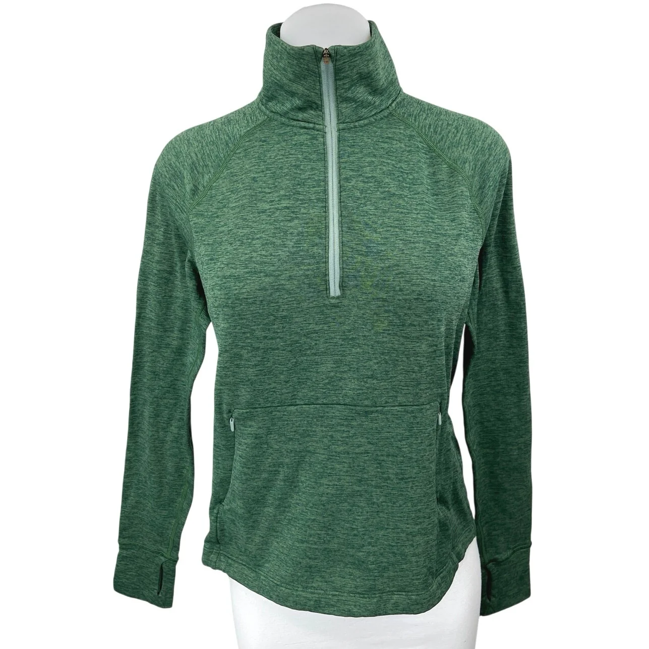 Outdoor Voices Women's Green Long Sleeve Turtleneck Quarte Zip Athletic Top S